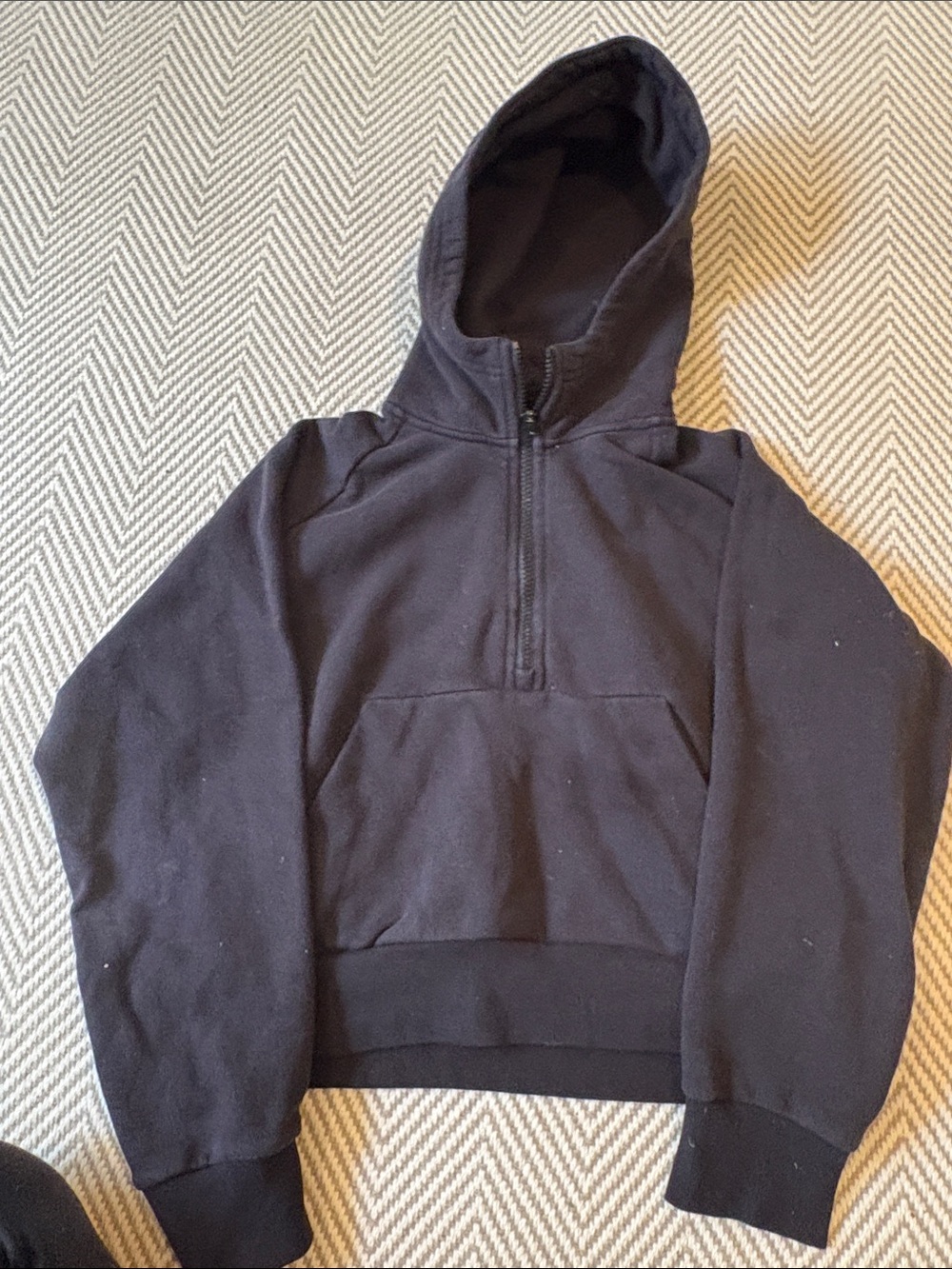 Athleta Black Half-Zip Hooded Sweater